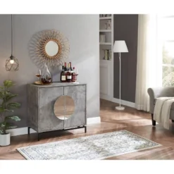 Home Source Cement Console Bar Cabinet With Half Moon Handles -Famous Furniture Store GUEST edf7f808 d0e5 4a81 886f 43596692fd72