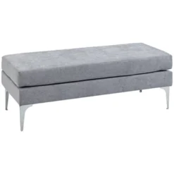HOMCOM 47.75 Inches End Of Bed Bench, Upholstered Entryway Bench With Double Layer Seat Cushions And Steel Legs, Bedroom Bench -Famous Furniture Store GUEST eeb20f96 0f9d 47c4 ae45 29a8310a0358