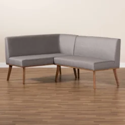 2pc Odessa Mid-Century Modern Fabric Upholstered Wood Dining Corner Sofa Bench Set Walnut/Brown/Gray - Baxton Studio 13 2pc Odessa Mid-Century Modern Fabric Upholstered Wood Dining Corner Sofa Bench Set Walnut/Brown/Gray - Baxton Studio -Famous Furniture Store GUEST ef9c5bab 5ce0 421f 8e26 1dee37c3255f