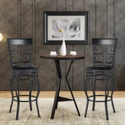 Costway Set Of 2/4 Vintage Swivel Bar Stools 30'' Bistro Upholstered Dining Chairs Black -Famous Furniture Store GUEST efca02e9 7ce2 4c4a 8ec3 df92bc4d3410