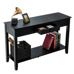 Costway Console Table With Drawer Shelf 2 Tier Sofa Side Accent Table Black -Famous Furniture Store GUEST efe27626 c664 41c9 aa4b 6ec531773735