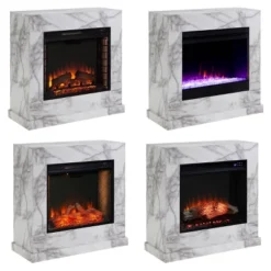 Dridun Faux Marble Fireplace White/Gray - Aiden Lane -Famous Furniture Store GUEST f04d2cfd 27d2 4f93 bb86 60ec7b57b1b3