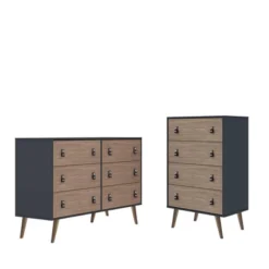 Set Of 2 Amber 6 Drawer Double Wide Dresser And 4 Tall Drawer Dresser - Manhattan Comfort -Famous Furniture Store GUEST f0851f5c 1a4d 40fb a0fd 44d7d9ca4d33