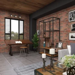 Industrial Teak Wood Console Table Brown - Olivia & May -Famous Furniture Store GUEST f08dd683 3c5c 4825 a19f 88f4f65e5c3d