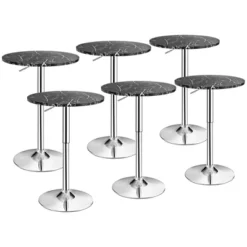 Costway 6PCS Round Bistro Bar Table Height Adjustable 360-degree Swivel WhiteBlack -Famous Furniture Store GUEST f0a76ce7 55eb 45cb 87c7 a3a76c235bcf