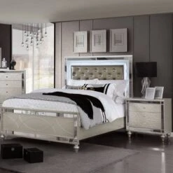 2pc Queen La Mesa Bedroom Set With Nightstand Silver - HOMES: Inside + Out