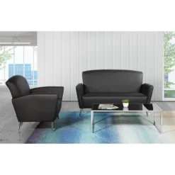 Loveseat With Chrome Legs Dillon Bonded Leather - OSP Home Furnishings -Famous Furniture Store GUEST f20806b8 aca0 4740 b686 23728767cdad