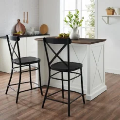Clifton Kitchen Island With Camille Stools Distressed White/Black - Crosley 22 Clifton Kitchen Island With Camille Stools Distressed White/Black - Crosley -Famous Furniture Store GUEST f254e46d 0ca3 49f7 b751 2a9a4e08e095