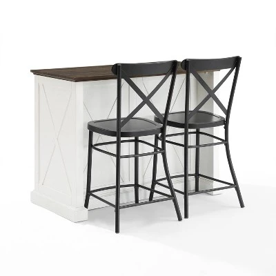 Clifton Kitchen Island With Camille Stools Distressed White/Black - Crosley 11 Clifton Kitchen Island With Camille Stools Distressed White/Black - Crosley - Image 9