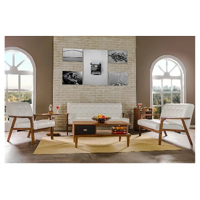 Mid-Century Masterpieces Loveseat White - Baxton Studio 7 Mid-Century Masterpieces Loveseat White - Baxton Studio - Image 5
