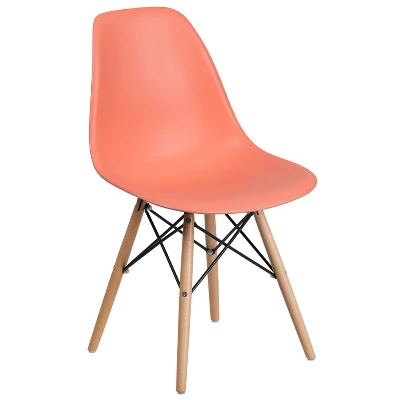 Emma And Oliver Plastic Accent Dining Chair With Wooden Legs 13 Emma And Oliver Plastic Accent Dining Chair With Wooden Legs - Image 11