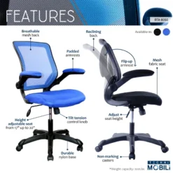 Mesh Task Office Chair With Flip Up Arms Blue - Techni Mobili -Famous Furniture Store GUEST f32337b1 65a2 4039 8eb7 d5af82a890dd