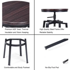 Costway Set Of 2 Vintage Bar Stool Adjustable Wood Metal Design Pub Chairs Industrial Backless -Famous Furniture Store GUEST f3537658 506c 4649 bec3 45e75d451747