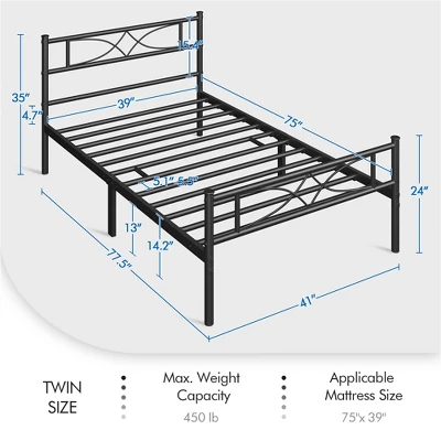 Yaheetech Simple Metal Bed Frame With Curved Design Headboard And Footboard 4 Yaheetech Simple Metal Bed Frame With Curved Design Headboard And Footboard - Image 2