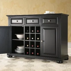 Alexandria Sideboard Cabinet With Wine Storage Black - Crosley -Famous Furniture Store GUEST f40d0cb7 7d09 4aba b4f4 411da95ee193