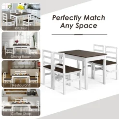 Costway 5pcs Dining Set Solid Wood Compact Kitchen Table & 4 Chairs Modern -Famous Furniture Store GUEST f43583b4 f0cb 4083 a686 2c30de37aaee