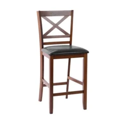 Costway Set Of 4 Bar Stools 25'' Counter Height Chairs W/ PU Leather Seat Walnut -Famous Furniture Store GUEST f4733e11 4fbe 4484 ba6b 5faa90d5508e