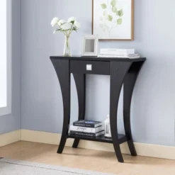 FC Design 31.5"W Console Table With One Drawer And Curved Legs