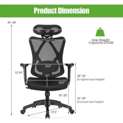 Costway Ergonomic High Back Mesh Office Chair W/ Adjustable Lumbar Support 17 Costway Ergonomic High Back Mesh Office Chair W/ Adjustable Lumbar Support -Famous Furniture Store GUEST f4e9e40a 10f5 49e1 8de6 21a663c871ea