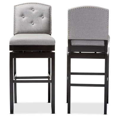 Set Of 2 Ginaro Modern And Contemporary Fabric Button Tufted Upholstered Swivel Barstools - Gray - Baxton Studio 3 Set Of 2 Ginaro Modern And Contemporary Fabric Button Tufted Upholstered Swivel Barstools - Gray - Baxton Studio