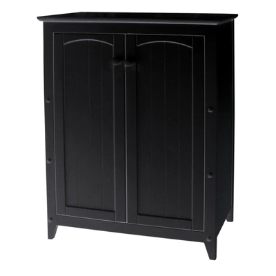 Wood 2 Door Storage Cabinet In Black-Pemberly Row 3 Wood 2 Door Storage Cabinet In Black-Pemberly Row