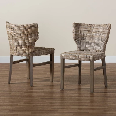 2pc Enver Rattan And Wood Dining Chair Set Natural/Brown - Bali & Pari 9 2pc Enver Rattan And Wood Dining Chair Set Natural/Brown - Bali & Pari - Image 7