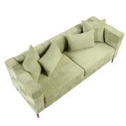 80.5" Modern Upholstered Sofa With Golden Metal Legs And 4 Pillows-ModernLuxe -Famous Furniture Store GUEST f6406d2c 2e24 48f7 8a1a fb262c78d0f4