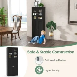 Costway Tall Storage Cabinet Kitchen Pantry Cupboard With Tempered Glass Doors & Shelves Black/White 18 Costway Tall Storage Cabinet Kitchen Pantry Cupboard With Tempered Glass Doors & Shelves Black/White -Famous Furniture Store GUEST f69bed7c e3db 4105 83fc b10f450b9c65