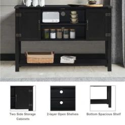 Costway Barn Door TV Stand Console Sideboard Buffet For TVs Up To 60'' W/Storage Cabinets -Famous Furniture Store GUEST f6c60400 0ab9 4f0c 91cc a40e60d303f1