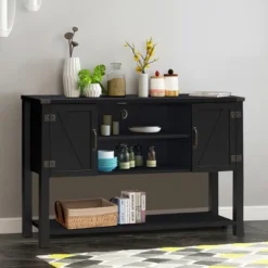 Costway Barn Door TV Stand Console Sideboard Buffet For TVs Up To 60'' W/Storage Cabinets -Famous Furniture Store GUEST f7986b16 4c81 4037 8693 d155caee52c8