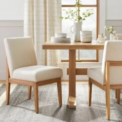 Upholstered Natural Wood Slipper Dining Chair - Hearth & Hand™ With Magnolia