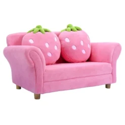 Costway Kids Sofa Strawberry Armrest Chair Lounge Couch W/2 Pillow Children Toddler Pink -Famous Furniture Store GUEST f7f1f944 faaf 4b89 ad3a 790f9cf620c6