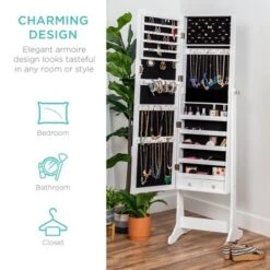 Best Choice Products 6-Tier Standing Mirror Lockable Storage Organizer Cabinet Armoire W/ Velvet Interior -Famous Furniture Store GUEST f818e215 067f 4a3a 8488 d36fe696f64c