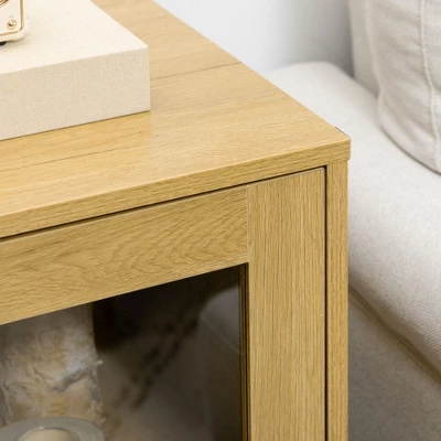 HOMCOM Small Storage Cabinet, Living Room Sideboard Cabinet With Double Glass Doors And Metal Legs For Dining Room Storage, Oak 6 HOMCOM Small Storage Cabinet, Living Room Sideboard Cabinet With Double Glass Doors And Metal Legs For Dining Room Storage, Oak - Image 4