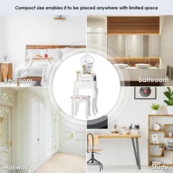 Costway White Vanity Jewelry Makeup Dressing Table Stool Drawer 15 Costway White Vanity Jewelry Makeup Dressing Table Stool Drawer -Famous Furniture Store GUEST f8b60341 a85d 4a01 8b6b 36fb18d51e8d