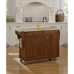 Kitchen Carts And Islands With Wood Top Dark Brown - Home Styles