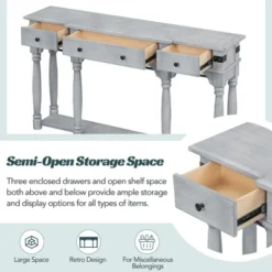 Vintage Style 60" Console Table With Storage Drawers And Bottom Shelf - ModernLuxe 14 Vintage Style 60" Console Table With Storage Drawers And Bottom Shelf - ModernLuxe -Famous Furniture Store GUEST f9574874 36da 47db 962b dcab6bed7635