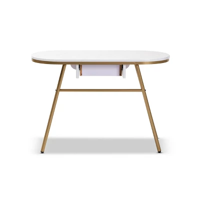 Mabel Metal Console Table With Faux Marble Tabletop Gold - Baxton Studio 6 Mabel Metal Console Table With Faux Marble Tabletop Gold - Baxton Studio - Image 4