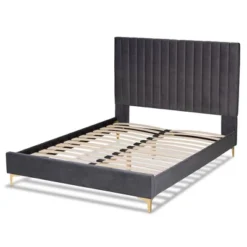 Queen Serrano Velvet Fabric Upholstered And Metal Platform Bed Gray/Gold - Baxton Studio 12 Queen Serrano Velvet Fabric Upholstered And Metal Platform Bed Gray/Gold - Baxton Studio -Famous Furniture Store GUEST f9aa98d1 3883 45c6 bc9d 3e84a0ecafa2
