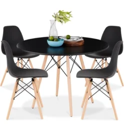 Best Choice Products 5-Piece Compact Mid-Century Modern Dining Set W/ 4 Chairs, Wooden Legs, Plastic Seats -Famous Furniture Store GUEST fa24e87e b31c 48c2 85d5 7fd4d6ac98f5