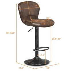 Costway Set Of 4 Adjustable Retro Swivel Bar Stools W/ Backrest & Footrest Brown -Famous Furniture Store GUEST fa42cc83 bc27 4a0f 84a5 3deb15ef79db