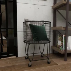 Industrial Metal Storage Cart Round Black CosmoLiving By Cosmopolitan -Famous Furniture Store GUEST fa4be1ec 2ab3 498c ace0 a317b9521ea3