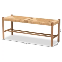 Saura Oak Wood Hemp Dining Bench Brown - Baxton Studio 19 Saura Oak Wood Hemp Dining Bench Brown - Baxton Studio -Famous Furniture Store GUEST fa887503 5f62 49b3 aa58 2f28bf9f7969