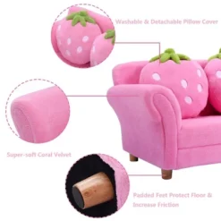 Costway Kids Sofa Strawberry Armrest Chair Lounge Couch W/2 Pillow Children Toddler Pink -Famous Furniture Store GUEST fbc29bdf 7baa 4d65 b305 8a5a48c3b45e