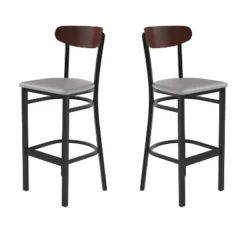 Flash Furniture Wright Set Of 2 Commercial Grade Barstools With 500 LB. Capacity Steel Frame, Solid Wood Seat, And Boomerang Back -Famous Furniture Store GUEST fbcf73c2 3d3e 4804 a333 3f7ca7ff02c8