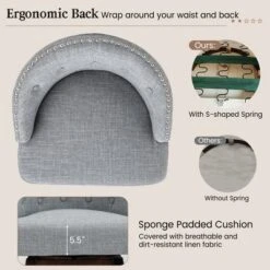 Costway Set Of 4 Swivel Bar Stools Tufted Bar Height Pub Chairs With Rubber Wood Legs Grey/Beige 15 Costway Set Of 4 Swivel Bar Stools Tufted Bar Height Pub Chairs With Rubber Wood Legs Grey/Beige -Famous Furniture Store GUEST fbd258e0 38b0 4463 ab02 a37c10c23f1e