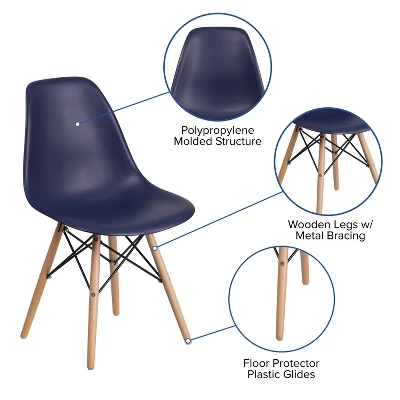 Emma And Oliver Plastic Accent Dining Chair With Wooden Legs 4 Emma And Oliver Plastic Accent Dining Chair With Wooden Legs - Image 2