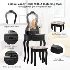 Tangkula Vanity Mirror Makeup Dressing Table Set W/ Stool Drawer Wood Desk 18 Tangkula Vanity Mirror Makeup Dressing Table Set W/ Stool Drawer Wood Desk -Famous Furniture Store GUEST fc743b7c 4676 4e4b b3d5 d7d6da3f02d4