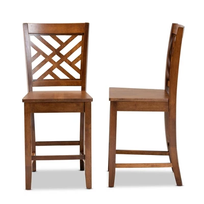 2pc Caron Wood Counter Stool Set - Baxton Studio 4 2pc Caron Wood Counter Stool Set - Baxton Studio - Image 2