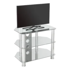Cable Management TV Stand For TVs Up To 32" Silver/Clear - AVF -Famous Furniture Store GUEST fdaca2e4 003c 4b36 b0af 410b800282b7